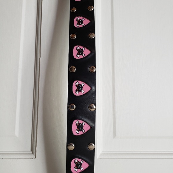 Hot Topic Accessories - Black and Pink Cat Guitar Pick Belt 46" L